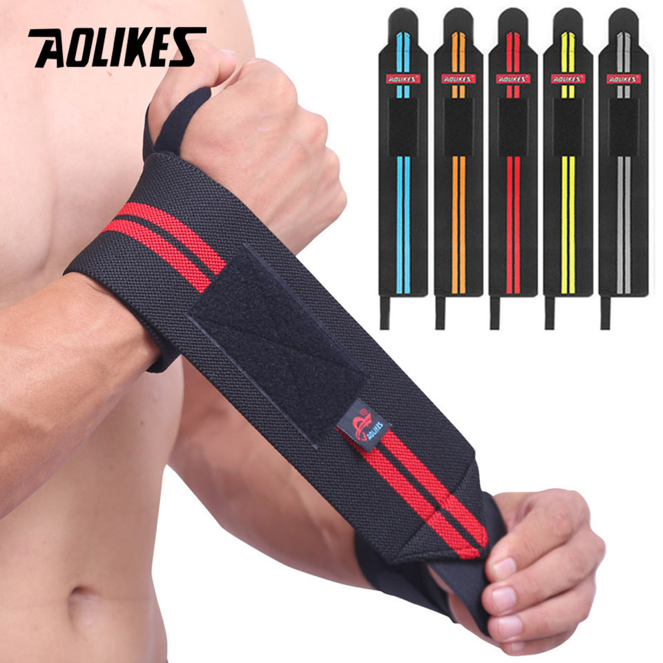 Lifting Straps Wrist - AOLIKES 1 ペアリストバンドリストサポートブレースストラップ超強度重量挙げリストラップ包帯フィットネスジムトレーニング