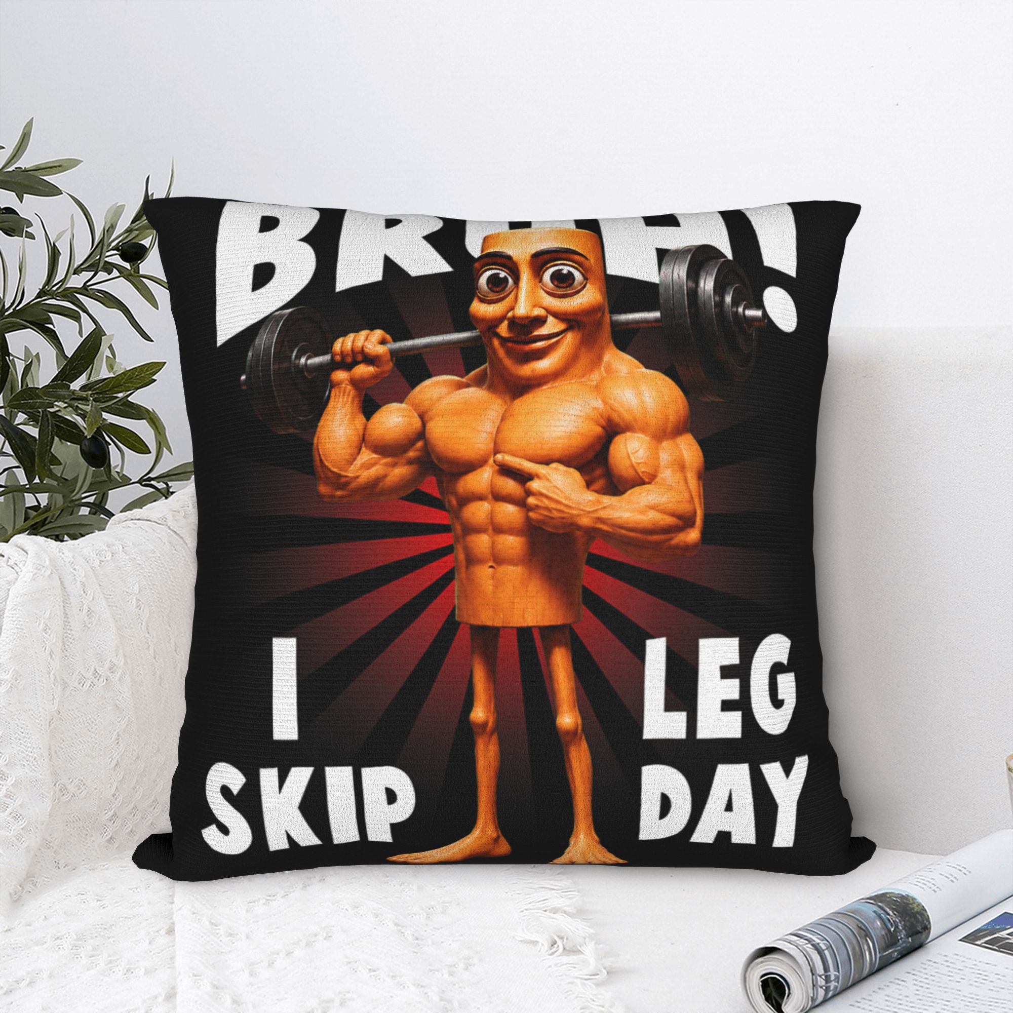 Home Gym Leg Day - 「おっと、レッグデーはスキップしてしまった」「タンタンサフールジム」「ブレインロット」「ミーム」ピローケース、レトロでトレンディな枕カバー、ソファ用枕カバー、家の装飾用