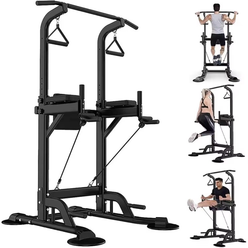 Pull Up Bar Tower - 新型デザイン プルアップディップバー 調節可能な多機能パワータワー プルアップディップステーションマシン 筋力トレーニングエクササイズ