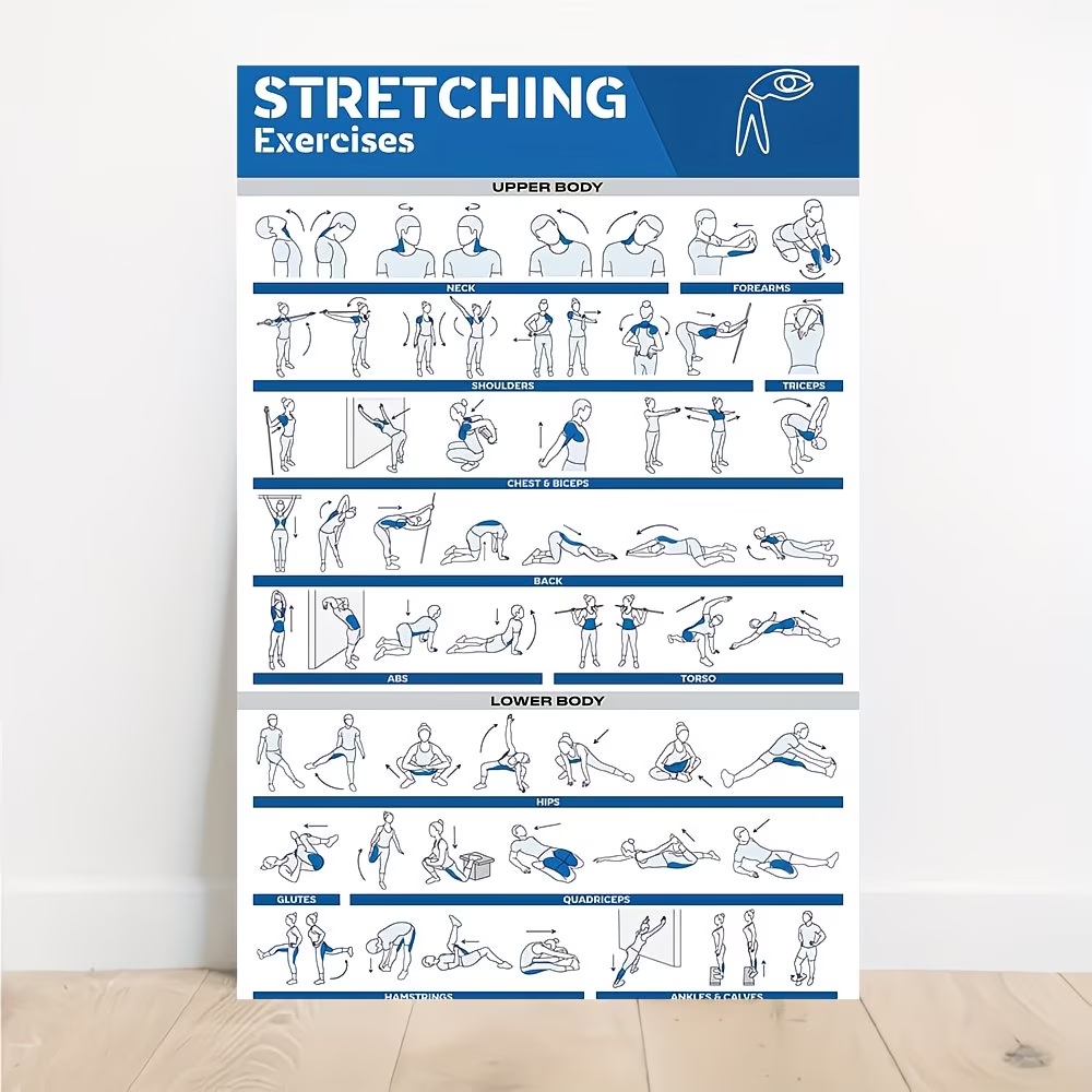 Home Gym Room - モダンなラベル付き全身ストレッチ体図 ジム用ウォールアートプリント キャンバス絵画ポスター リビングルーム、寝室の家の装飾用絵画