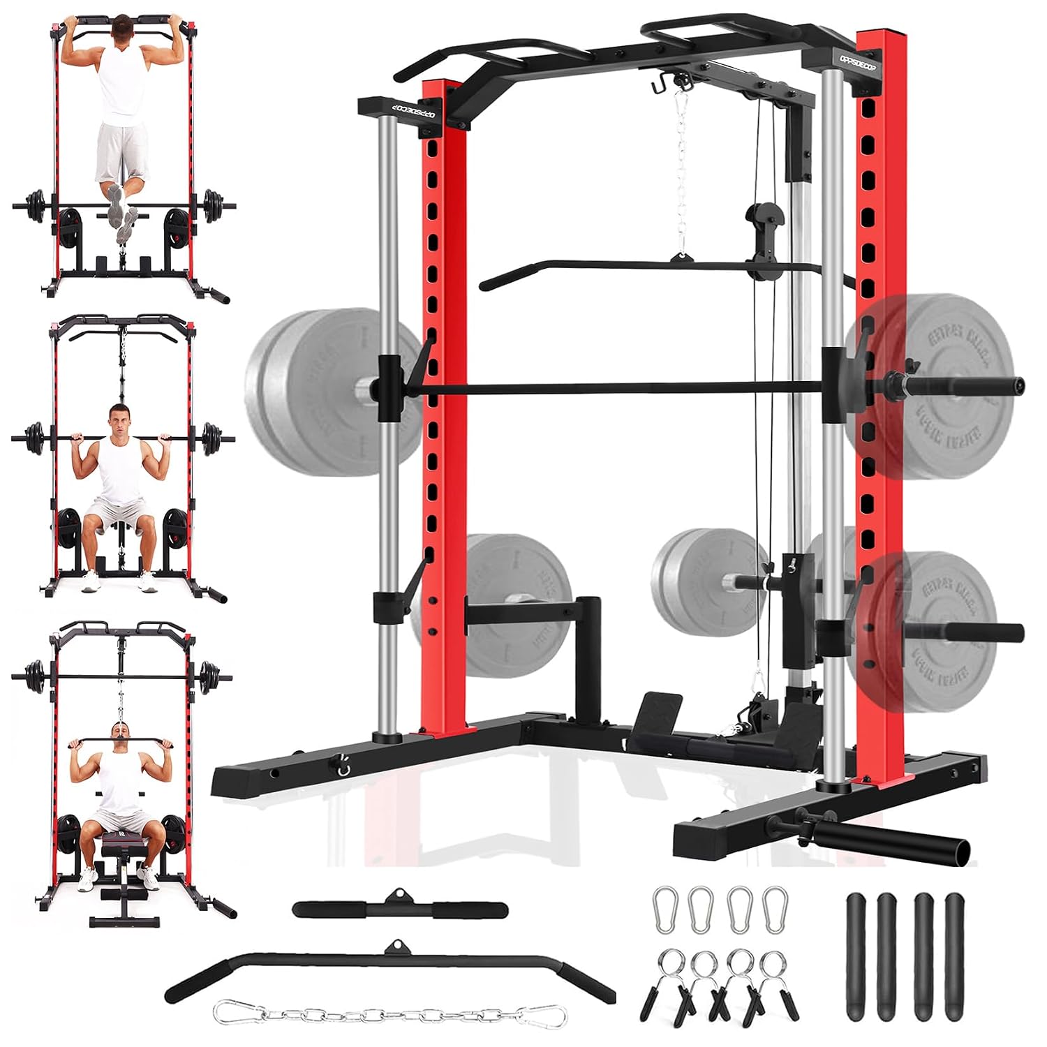 Home Gym Lat Pulldown - ホームジム用オールインワンスミスマシンパワーラック（ラットプルダウン、プルアップバー、バーベル＆プレート収納付き）、カスタマイズ可能