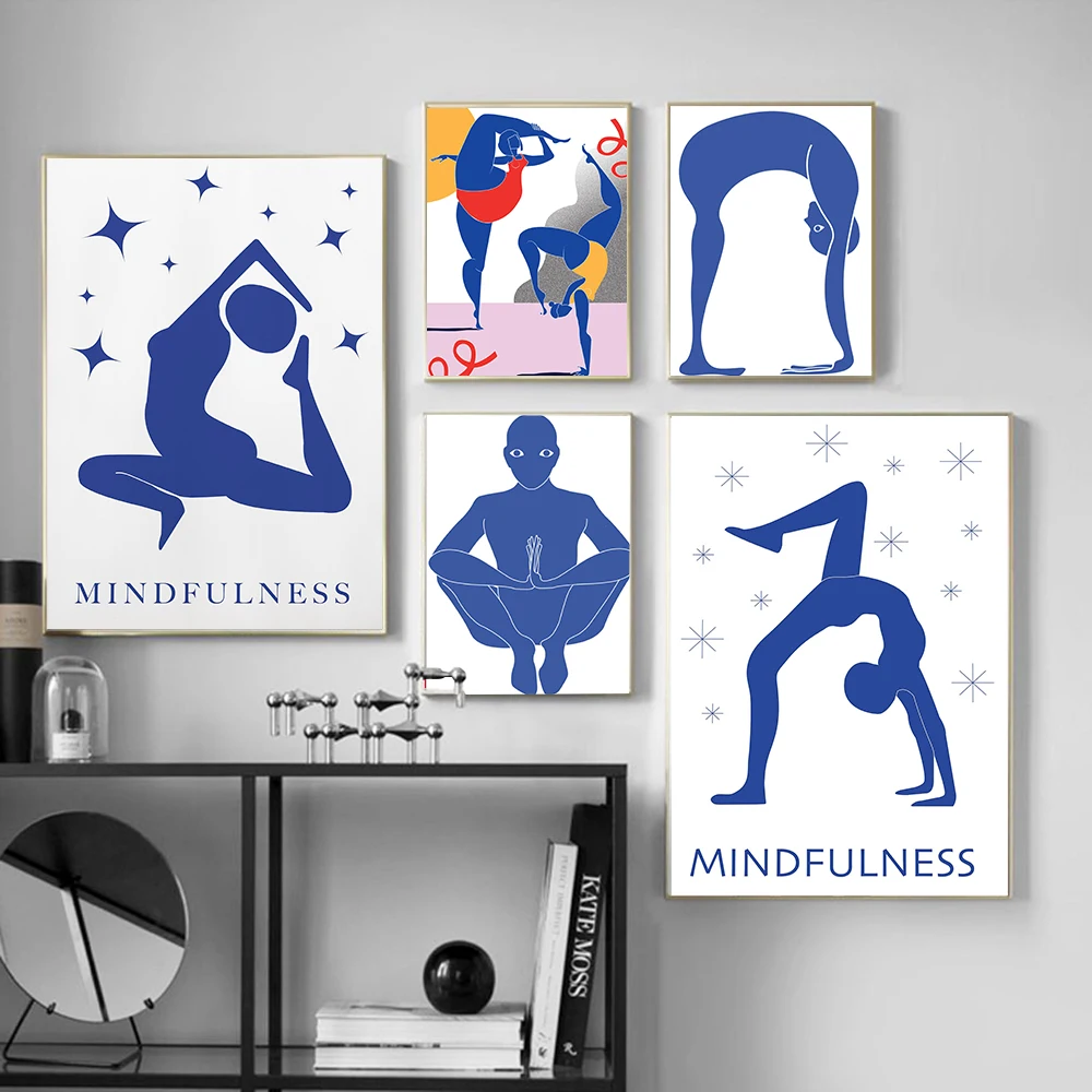 Home Gym Room - ホームエクササイズジムヨガポーズ抽象ポスターウォールアートミニマリストキャンバス絵画モダンスタジオリビングルーム北欧装飾