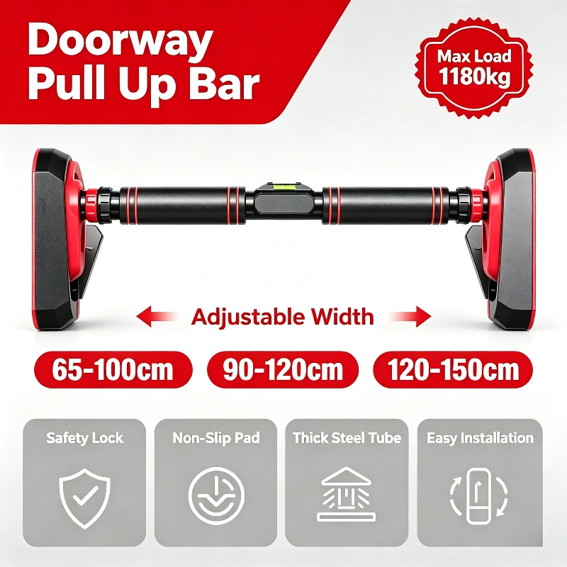 Suspension Trainer Door - ドリル不要のドアマウント懸垂バー、スライド式デザイン、幅調整可能、室内ホームフィットネス、チンニングバー、エクササイズ、筋力トレーニング用