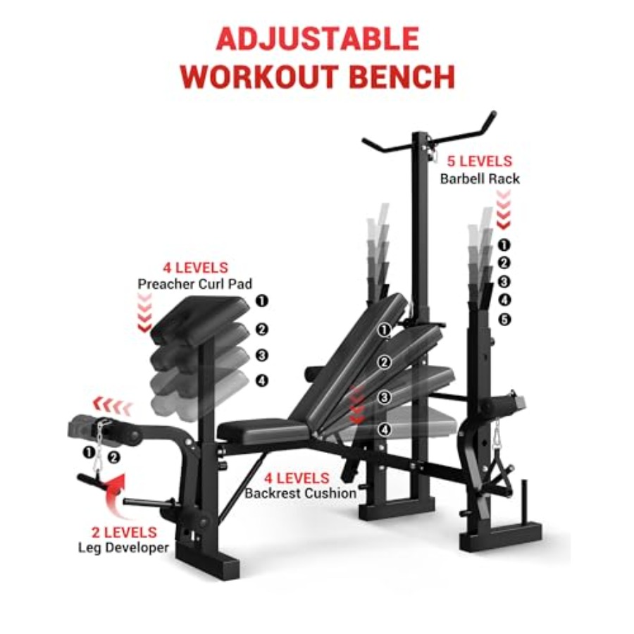 ホームジム8in1折りたたみ式ウェイトベンチセット（プリチャ - Home Gym Lat Pulldown のレビューと価格