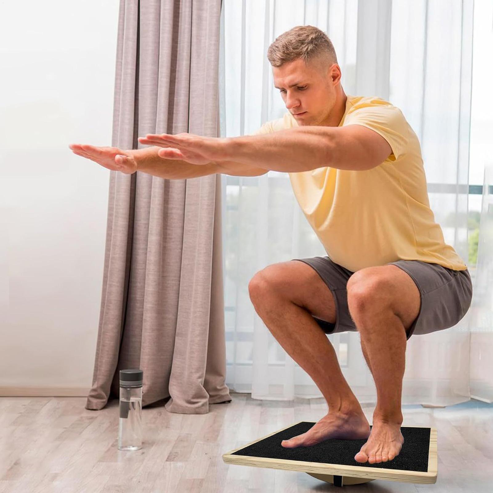 木製バランスボード 滑り止め付き ポータブルコアトレーナー  - Home Gym In Apartment のレビューと価格