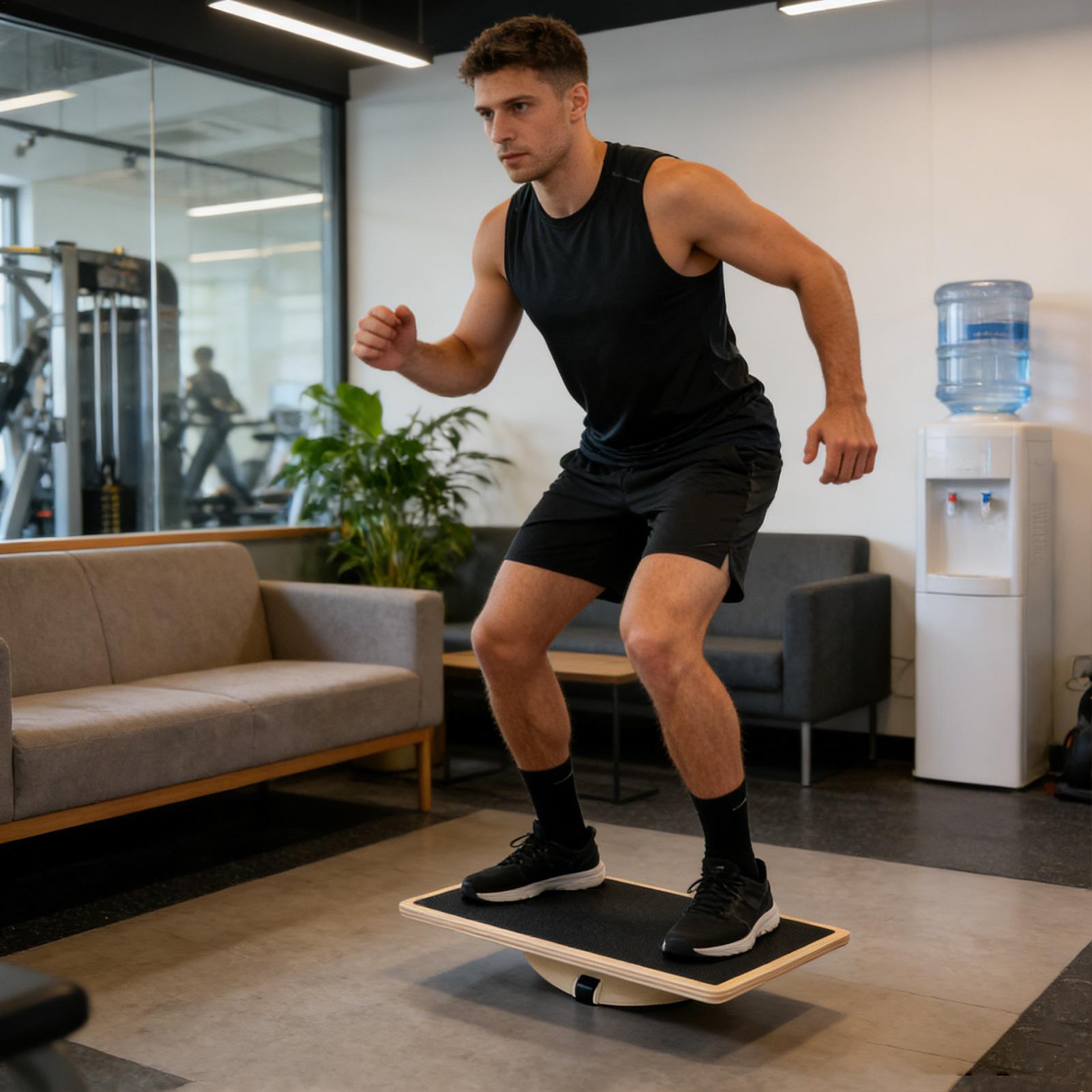 木製バランスボード 滑り止め付き ポータブルコアトレーナー  - Home Gym In Apartment のレビューと価格