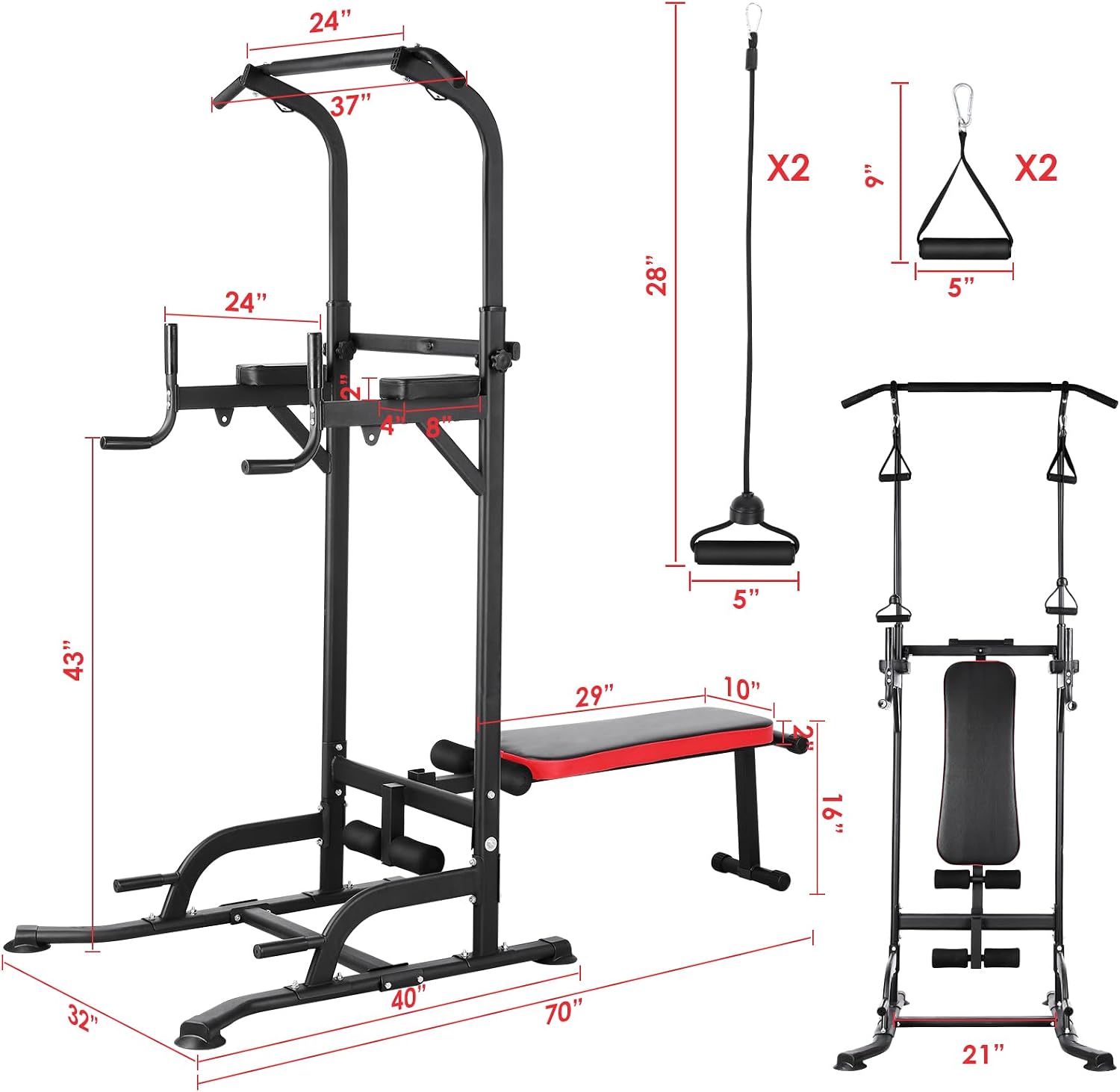 パワータワー（ベンチ付き）、懸垂バー、ディップススタンド、耐 - Pull Up Bar Tower のレビューと価格