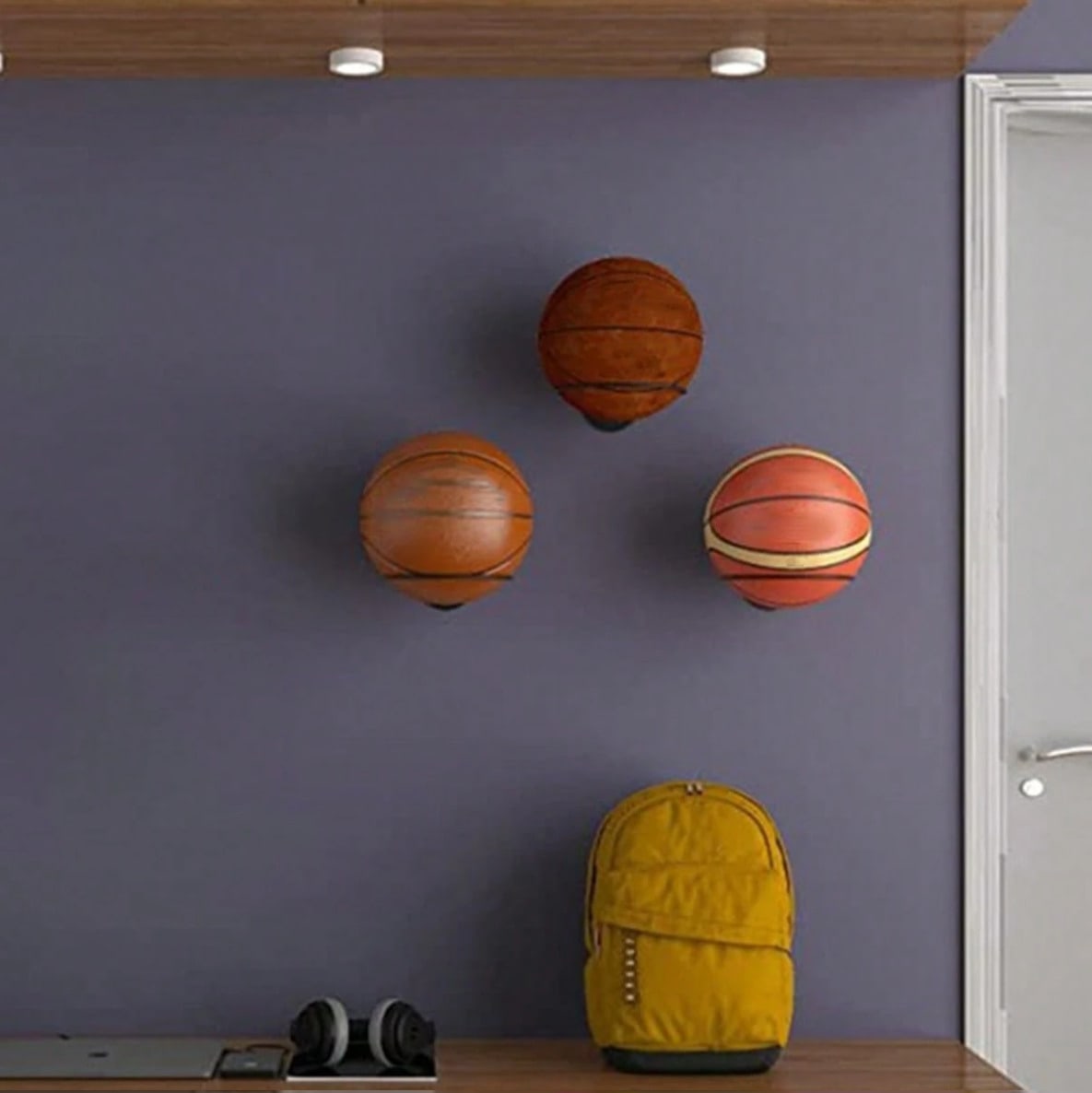 省スペース壁掛けバスケットボールディスプレイスタンド - ホ - Home Gym Installation のレビューと価格