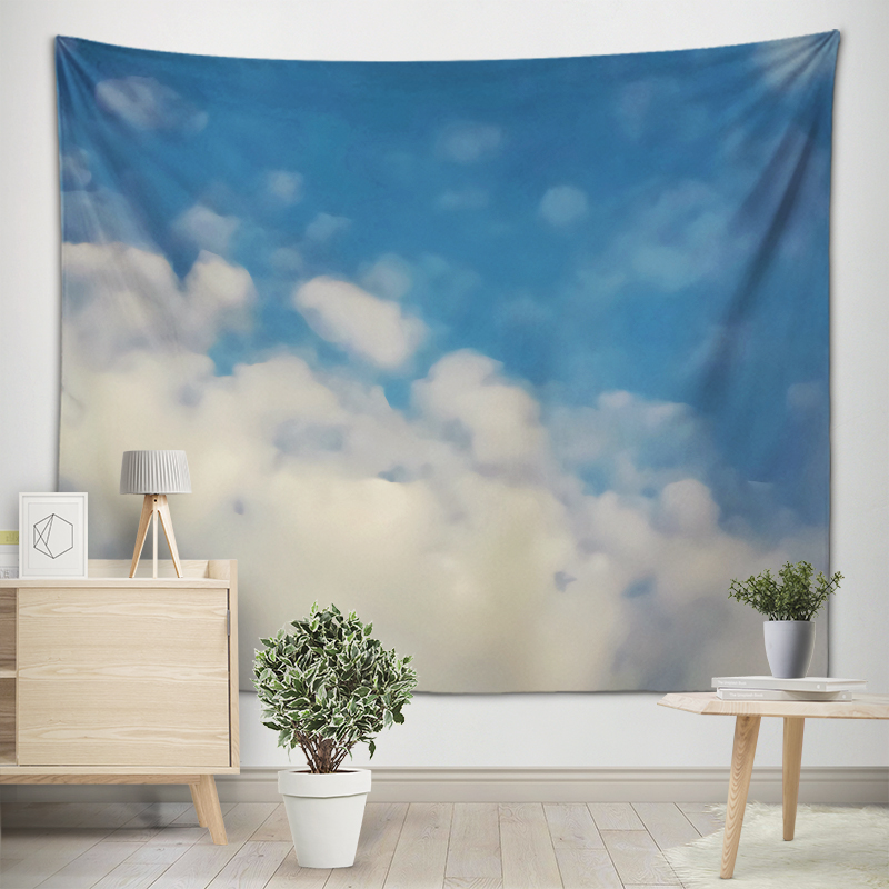 印刷された雲の壁のタペストリー,アーティストのためのベッドカ - Home Gym Room のレビューと価格
