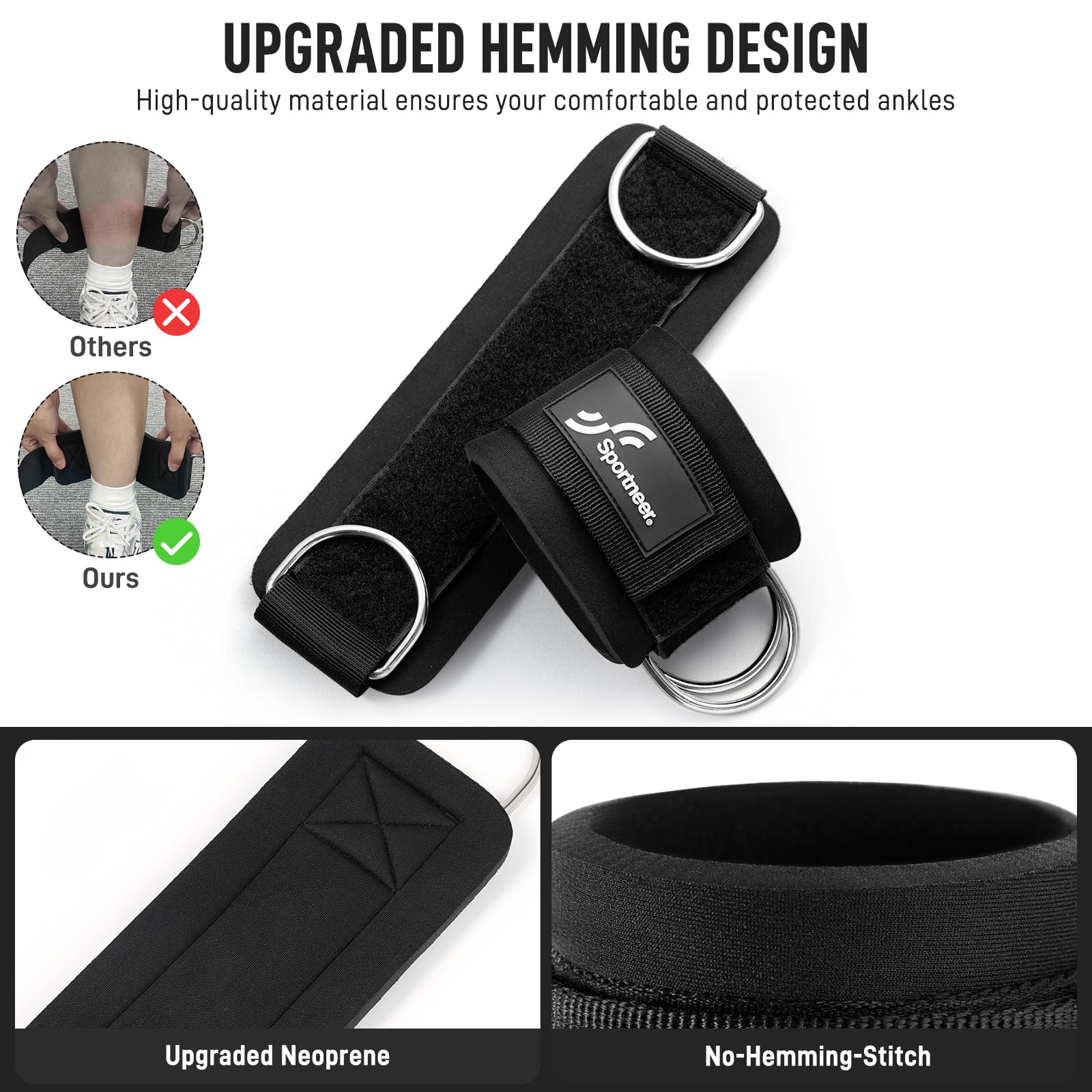 Sportneer 調節可能なアンクルストラップ 1 ペア  - Home Gym System のレビューと価格