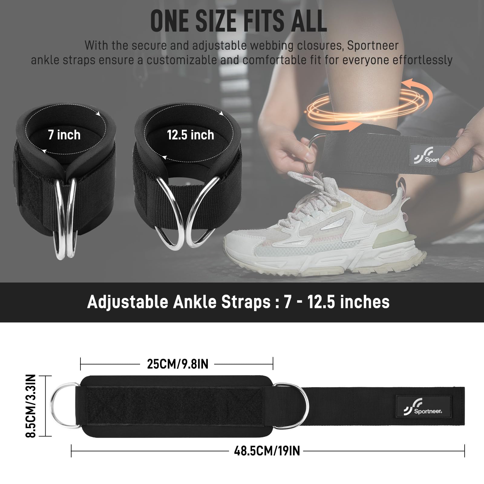 Sportneer 調節可能なアンクルストラップ 1 ペア  - Home Gym System のレビューと価格