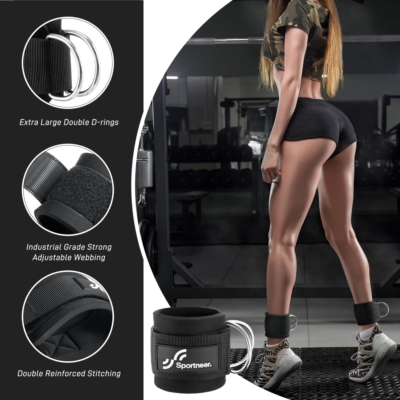 Sportneer 調節可能なアンクルストラップ 1 ペア  - Home Gym System のレビューと価格