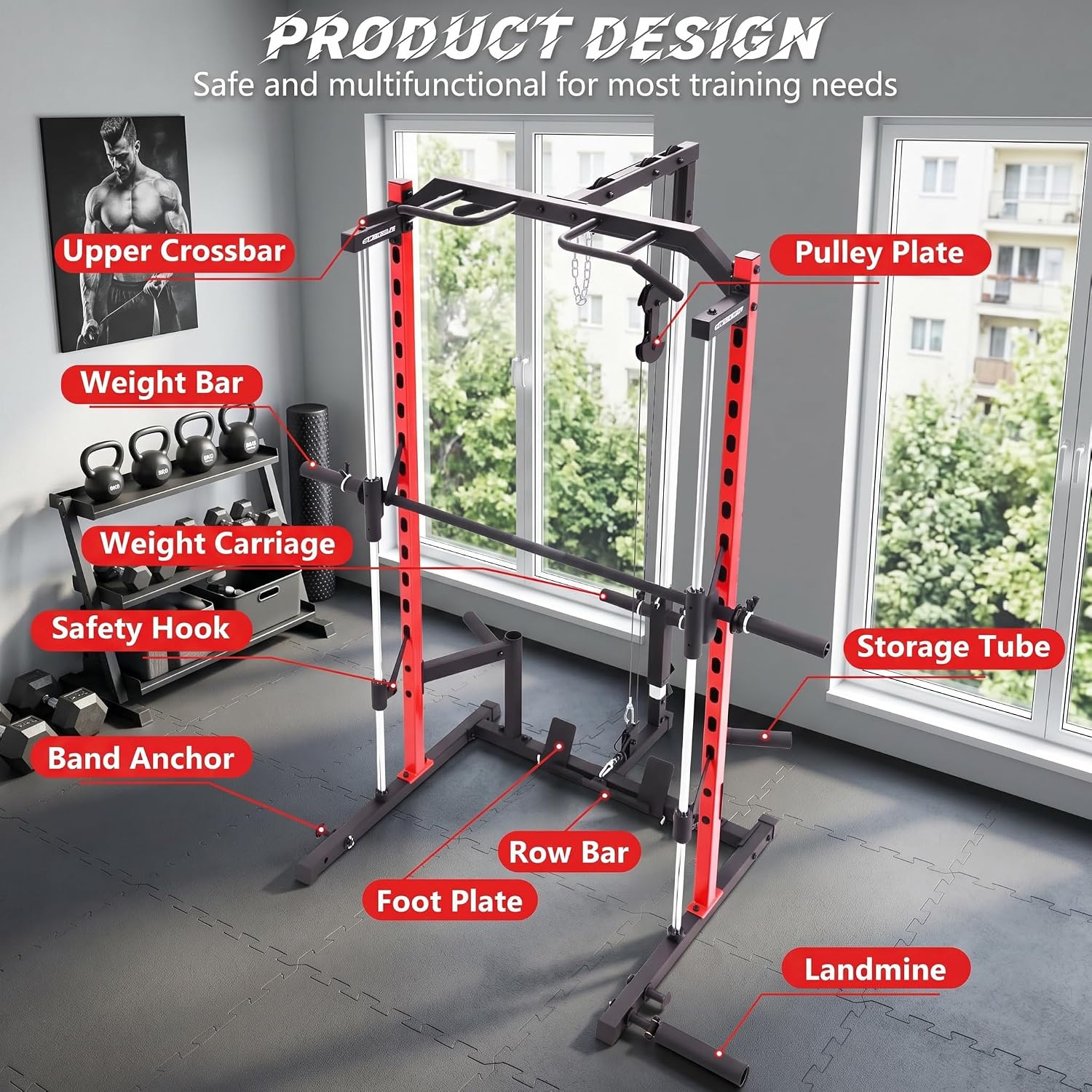 ホームジム用オールインワンスミスマシンパワーラック（ラットプ - Home Gym Lat Pulldown のレビューと価格