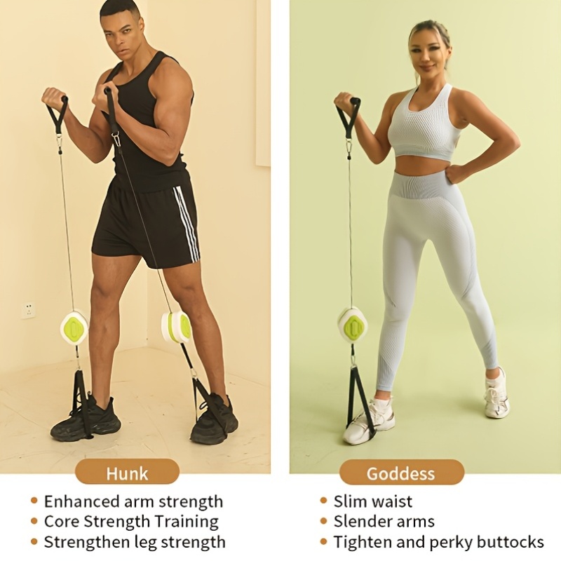 ポータブル格納式ケーブルトレーナーホームジムキット、ハンドル - Home Gym System のレビューと価格